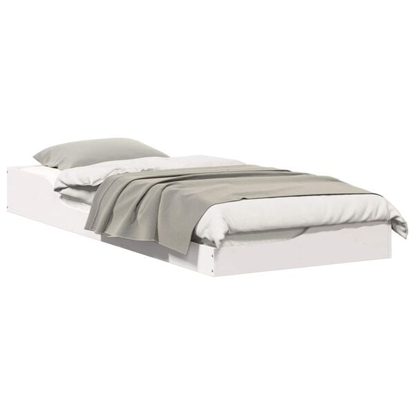 vidaXL Bettrahmen Wei&szlig; 100 x 220 cm Massives Kiefernholz