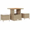 vidaXL Garten-Sofa-Set mit Kissen mit Speicher Beige Poly Rattan