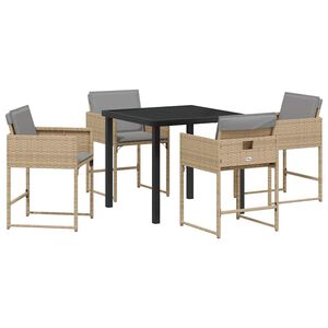 vidaXL Garten Essgruppe 5 pcs Beige Poly-Rattan