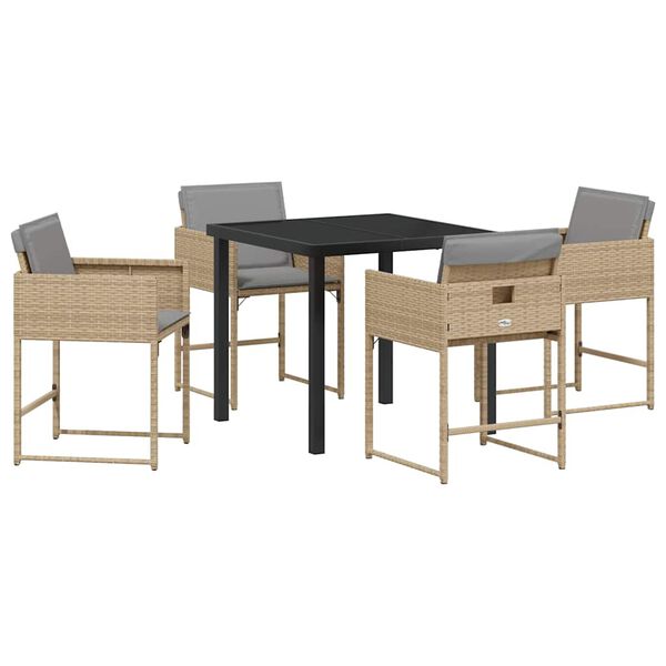 vidaXL Garten Essgruppe 5 pcs Beige Poly-Rattan