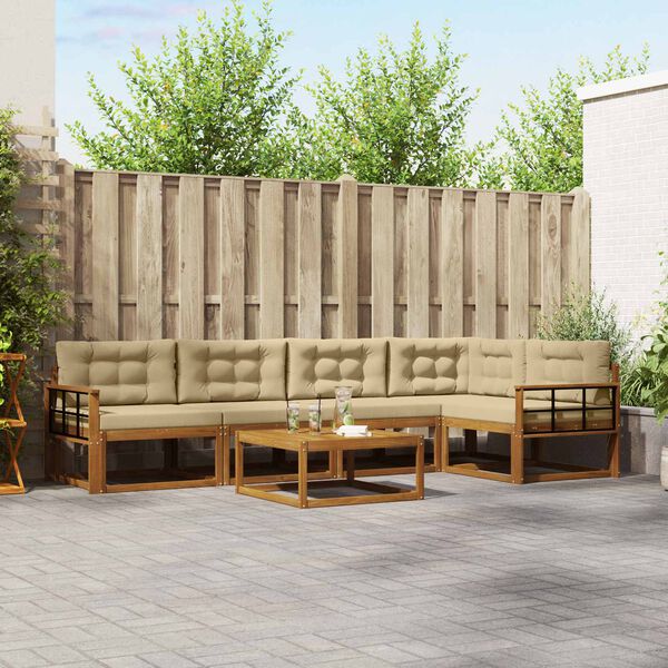 vidaXL Outdoor-Sofagarnitur mit Kissen 6 pcs Natur und Beige