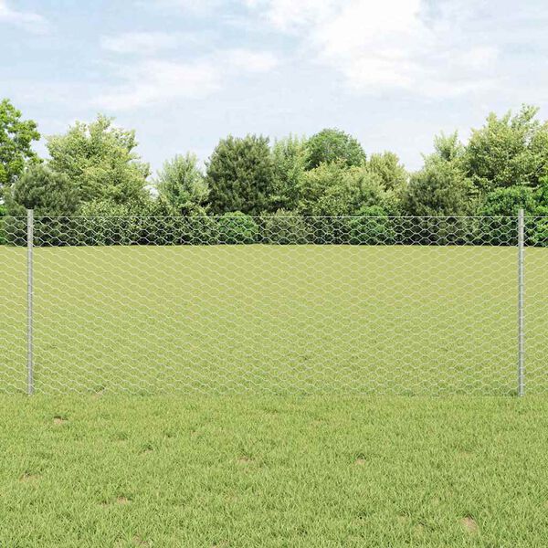 vidaXL Zaun mit Pfosten Silber 0,8 x 25 m Stahl