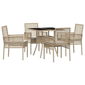 vidaXL Garten Essgruppe 5 pcs Beige Poly-Rattan