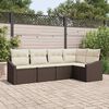 vidaXL Sofa Set mit Kissen 5 pcs Braun und Creme Poly-Rattan