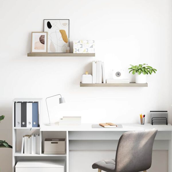 vidaXL Schweberegale 2 Stk. Eiche-Optik 80x23,5x3,8 cm MDF