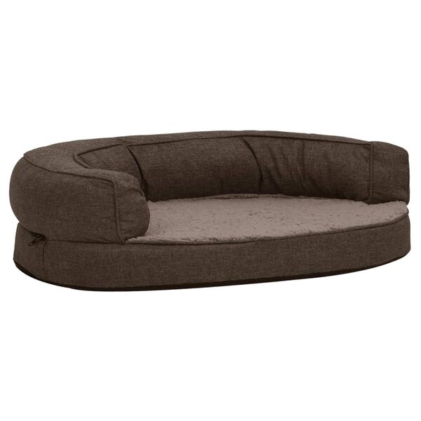 vidaXL Hundematratze Ergonomisch 90x64 cm Leinenoptik Fleece Braun