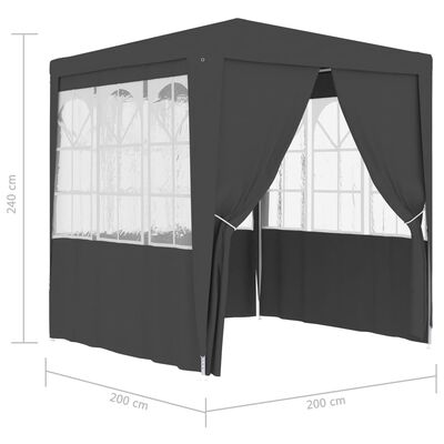 vidaXL Profi-Partyzelt mit Seitenwänden 2×2m Anthrazit 90 g/m²