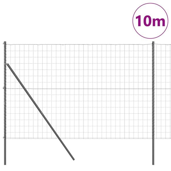 vidaXL Zaun mit Pfosten Grau 1,5 x 10 m Stahl und PVC