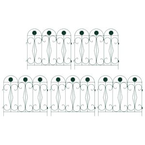 vidaXL Gartenzaun 5 pcs Gr&uuml;n Stahl