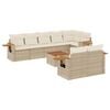 vidaXL 9-tlg. Garten-Sofagarnitur mit Kissen Beige Poly Rattan
