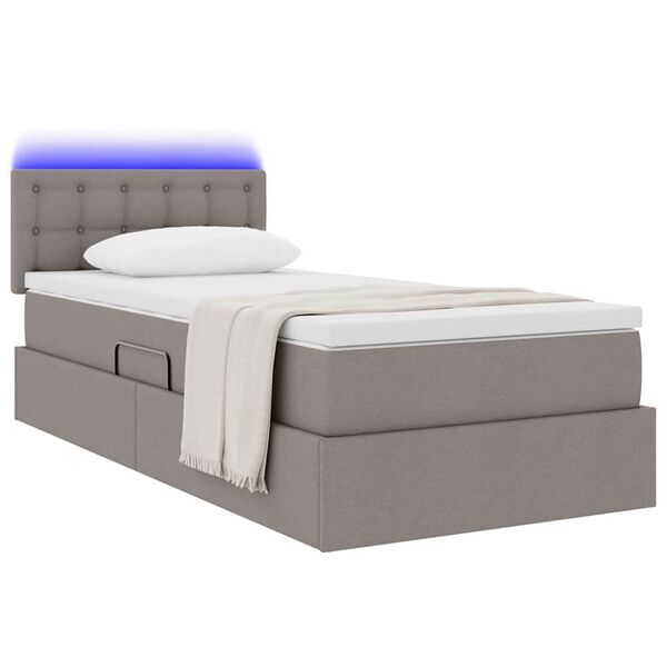 vidaXL Bett mit Stauraum und LED mit Matratze Taupe 100 x 200 cm Stoff