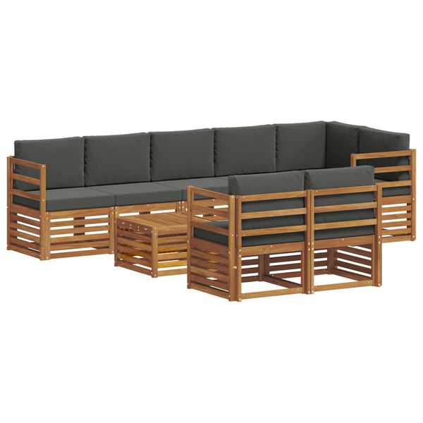 vidaXL Sofagarnituren 9 pcs Natur und Anthrazit Massivholz Akazie