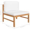 vidaXL 10-tlg. Garten-Lounge-Set mit Creme Kissen Massivholz Teak