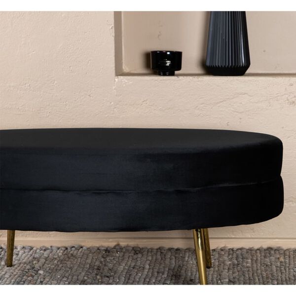 Venture Home Ottomane Otto 100x40x41 cm Samt Schwarz und Messing