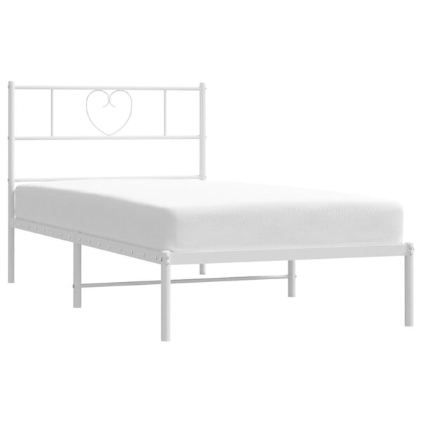 vidaXL Metallbett ohne Matratze mit Kopfteil Wei&szlig; 75x190 cm