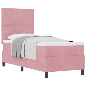vidaXL Boxspringbett mit Matratze mit Kopfteil Rosa 80 x 200 cm Stoff