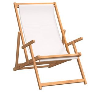 vidaXL Strandstuhl Klappbar Massivholz Teak Creme