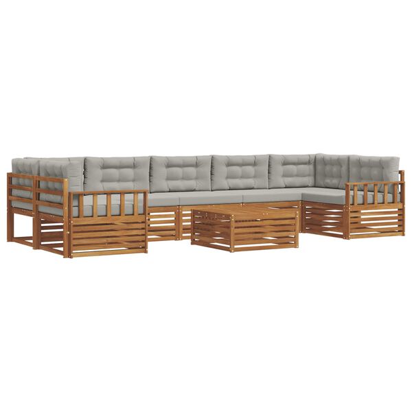 vidaXL Outdoor-Sofagarnitur mit Kissen 8 pcs Nat&uuml;rlich und Hellgrau