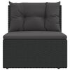 vidaXL Garten-Mittelsofa mit Kissen Schwarz Poly Rattan