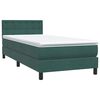 vidaXL Boxspringbett mit Matratze Dunkelgr&uuml;n 100x210 cm Samt