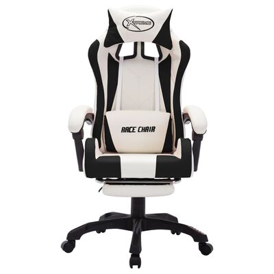 vidaXL Gaming-Stuhl mit RGB LED-Leuchten Schwarz und Weiß Kunstleder