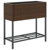 vidaXL Pflanzk&uuml;bel mit Ablage Braun Poly Rattan