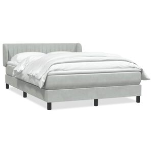 vidaXL Boxspringbett mit Matratze Hellgrau 140x210 cm Samt