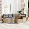 vidaXL Garten-Sofa-Set mit Kissen mit Speicher 7 pcs Beige Poly Rattan