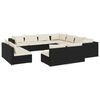 vidaXL 11-tlg. Garten-Lounge-Set mit Kissen Schwarz Poly Rattan