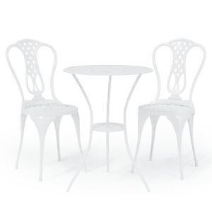 vidaXL 3-tlg. Bistro-Set Aluminiumguss Wei&szlig;