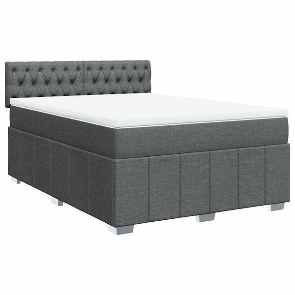 vidaXL Boxspringbett mit Matratze Dunkelgrau 140x190 cm Stoff