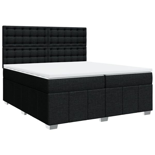 vidaXL Boxspringbett mit Matratze Schwarz 200x200 cm Stoff