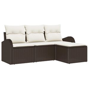 vidaXL Sofa Set mit Kissen 4 pcs Braun und Wei&szlig; Poly-Rattan