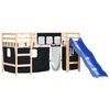 vidaXL Kinderhochbett mit Vorh&auml;ngen Wei&szlig; und Schwarz Massivholz Kiefer