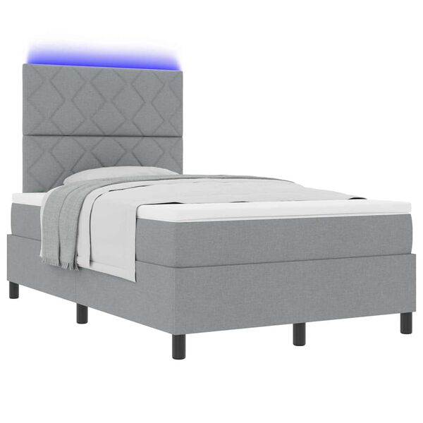 vidaXL Boxspringbett mit Matratze mit LED Hellgrau 120 x 190 cm Stoff