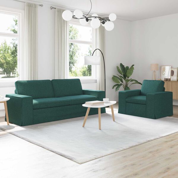 vidaXL Sofa 2 pcs Dunkelgr&uuml;n