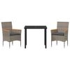 vidaXL Garten Essgruppe mit Kissen 3 pcs Grau Poly-Rattan