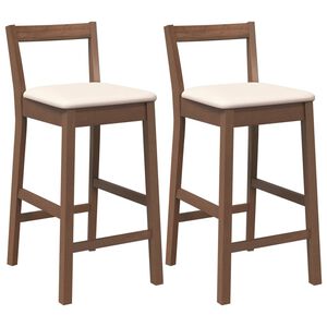 vidaXL Barhocker mit Kissen 2 Stk. Braun Massivholz Gummibaum