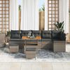 vidaXL Garten-Sofa-Set mit Kissen mit Speicher mit Kissen 9 pcs Grau