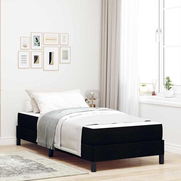 vidaXL Boxspringbett mit Matratze Schwarz 90 x 190 cm Stoff
