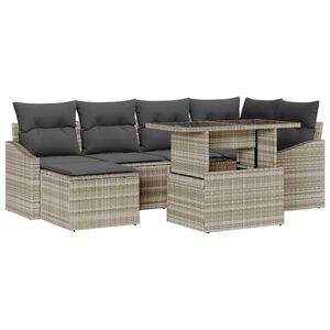 vidaXL Garten-Sofa-Set mit Kissen 7 pcs Hellgrau und Dunkelgrau