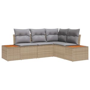vidaXL Gartensofa-set mit Kissen 5 pcs Hellgrau Poly Rattan