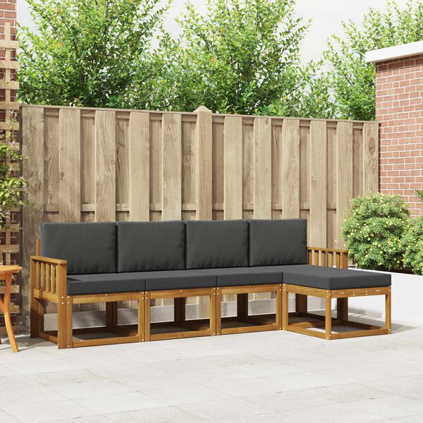 vidaXL Outdoor-Sofagarnitur mit Kissen 5 pcs Natur und Anthrazit