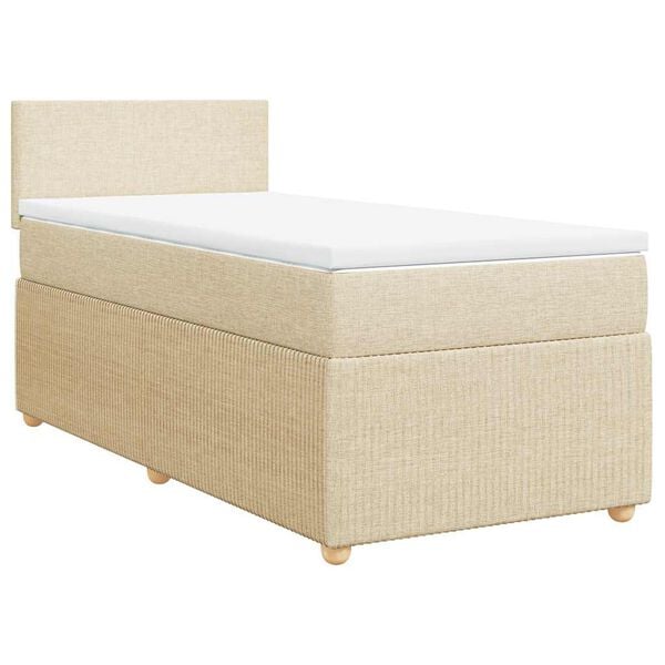 vidaXL Boxspringbett mit Matratze Creme 80x200 cm Stoff
