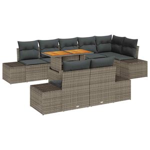 vidaXL Garten-Sofa-Set mit Speicher 9 pcs Grau Poly Rattan