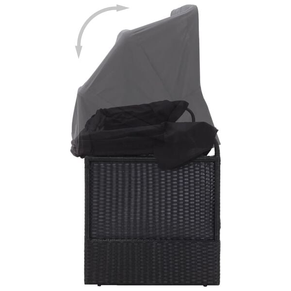vidaXL Outdoor-Sofabett mit Dach Poly-Rattan Schwarz