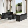 vidaXL Garten-Sofa-Set mit Kissen 11 pcs Schwarz Poly Rattan