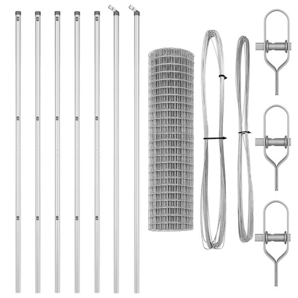 vidaXL Zaun mit Pfosten Silber 1,2 x 25 m Stahl und PVC