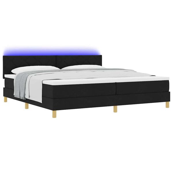 vidaXL LED Boxspringbett mit Matratze Schwarz 200 x 200 cm Stoff
