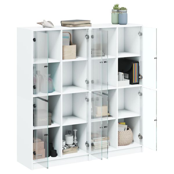 vidaXL B&uuml;cherschrank mit T&uuml;ren Wei&szlig; 136x37x142 cm Holzwerkstoff